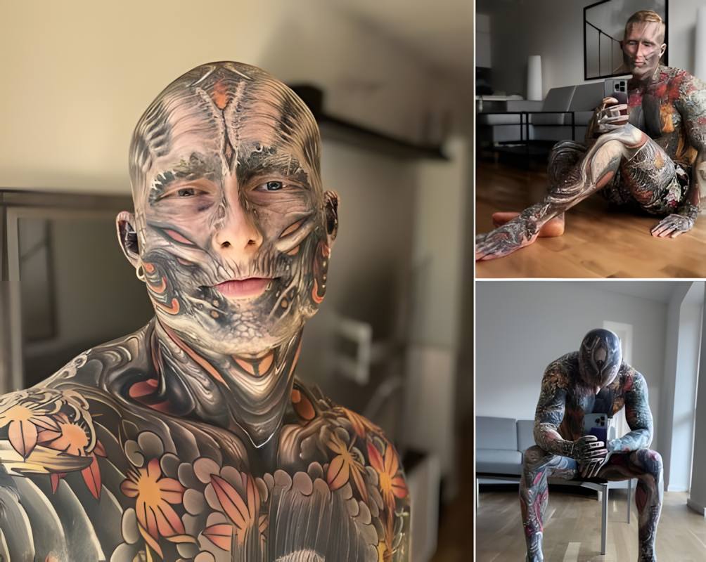 Check this out! A man with lots of tattoos reveals his true look without them. 😲 His transformation is unbelievable! He was such a handsome guy! Look at his photos in the comments 👇👀