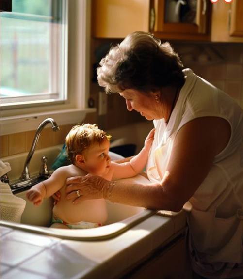 I was shocked to see my MIL bathing my son in a sink, WHERE WE WASH THE DISHES. Like, is it normal at all? Did YOU do this? Check-in comments for the full story…👇👇👇