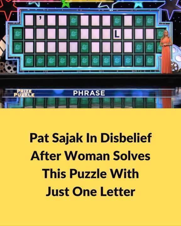 Pat Sajak In Disbelief After Woman Solves This Puzzle With Just One Letter .. Check TOP comment: ⬇️