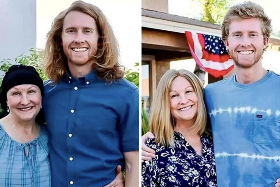 his mother lost her hair while battling a brain tumor, so her son grew his hair out to make her a wig ❤️  Just wait until you read this story 🥹 Check comments: